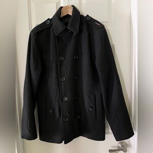 Vintage Men’s BC Ethic black sailor double button pea coat  jacket L wool